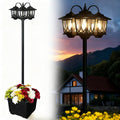 3-Head Solar Lamp Post Light with Planter, 73" Solar Lights Outdoor Waterproof, 60Lm 3000K Pathway Lights for Garden, Lawn, Yard