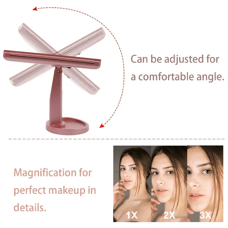 HOODINK Makeup Mirror, Portable Vanity Mirror with Light & Touch Control, Dual Power Supply, Rose Gold