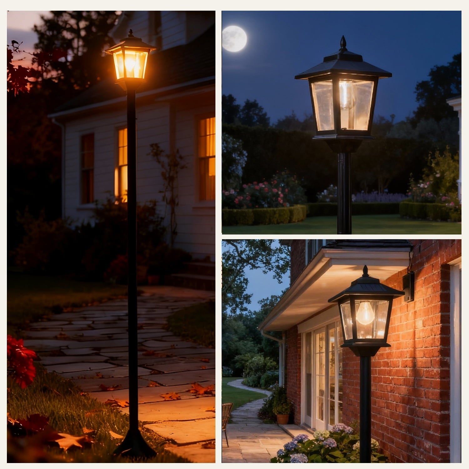 Outdoor Solar Post Lights, 2-Pack 63" Dusk to Dawn Solar Lamp Posts, Waterproof Floor Lamps, Warm White Pole Lights for Patio with Replaceable Bulb
