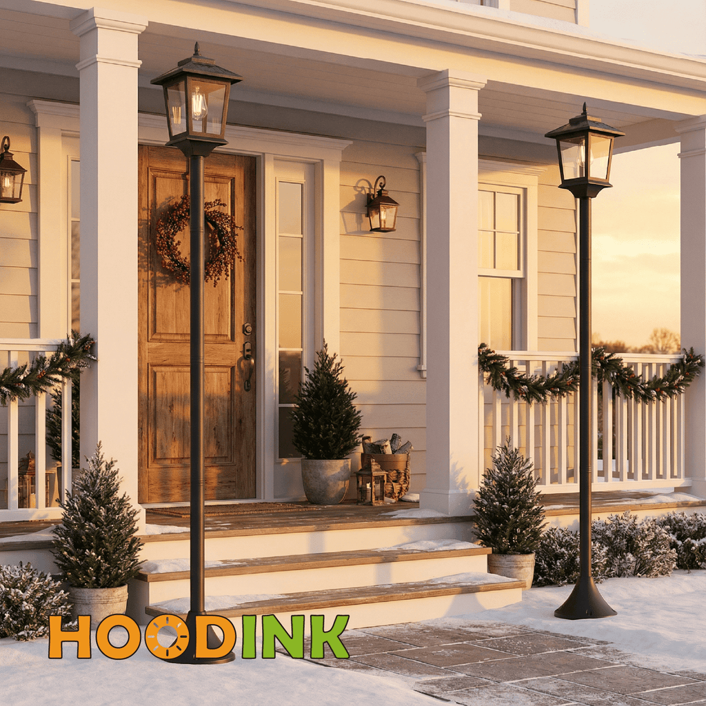 Outdoor Solar Post Lights, 2-Pack 63" Dusk to Dawn Solar Lamp Posts, Waterproof Floor Lamps, Warm White Pole Lights for Patio with Replaceable Bulb