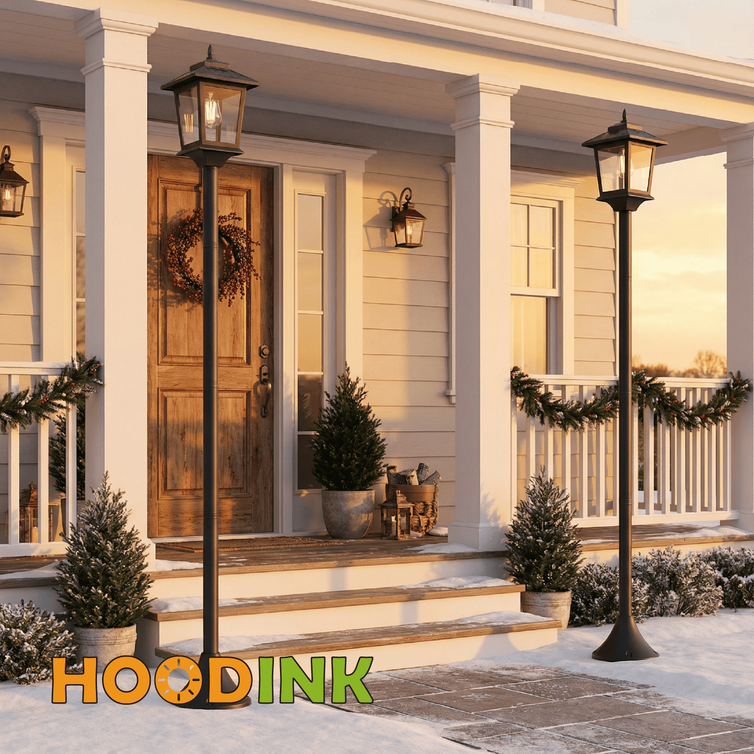 Outdoor Solar Post Lights, 2-Pack 63" Dusk to Dawn Solar Lamp Posts, Waterproof Floor Lamps, Warm White Pole Lights for Patio with Replaceable Bulb