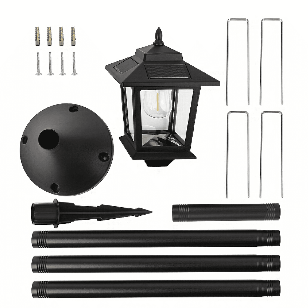 Outdoor Solar Post Lights, 2-Pack 63" Dusk to Dawn Solar Lamp Posts, Waterproof Floor Lamps, Warm White Pole Lights for Patio with Replaceable Bulb