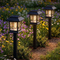 Hoodink Solar Lights Outdoor, 12 Pack 3000K Waterproof Auto On/Off Solar Pathway Lights for Your Garden, Landscape, Path, Yard, Patio, Driveway,Walkway Decor, Black