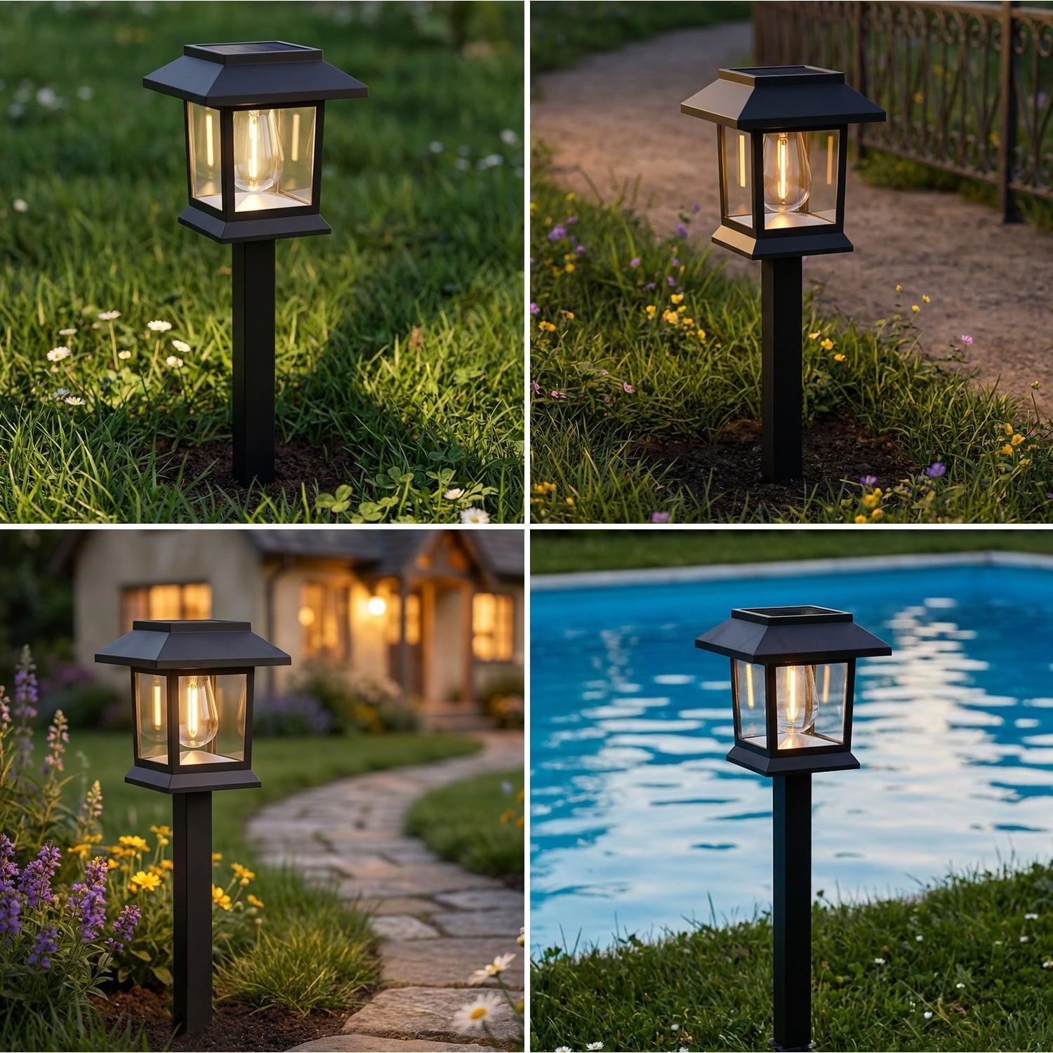 Hoodink Solar Lights Outdoor, 12 Pack 3000K Waterproof Auto On/Off Solar Pathway Lights for Your Garden, Landscape, Path, Yard, Patio, Driveway,Walkway Decor, Black
