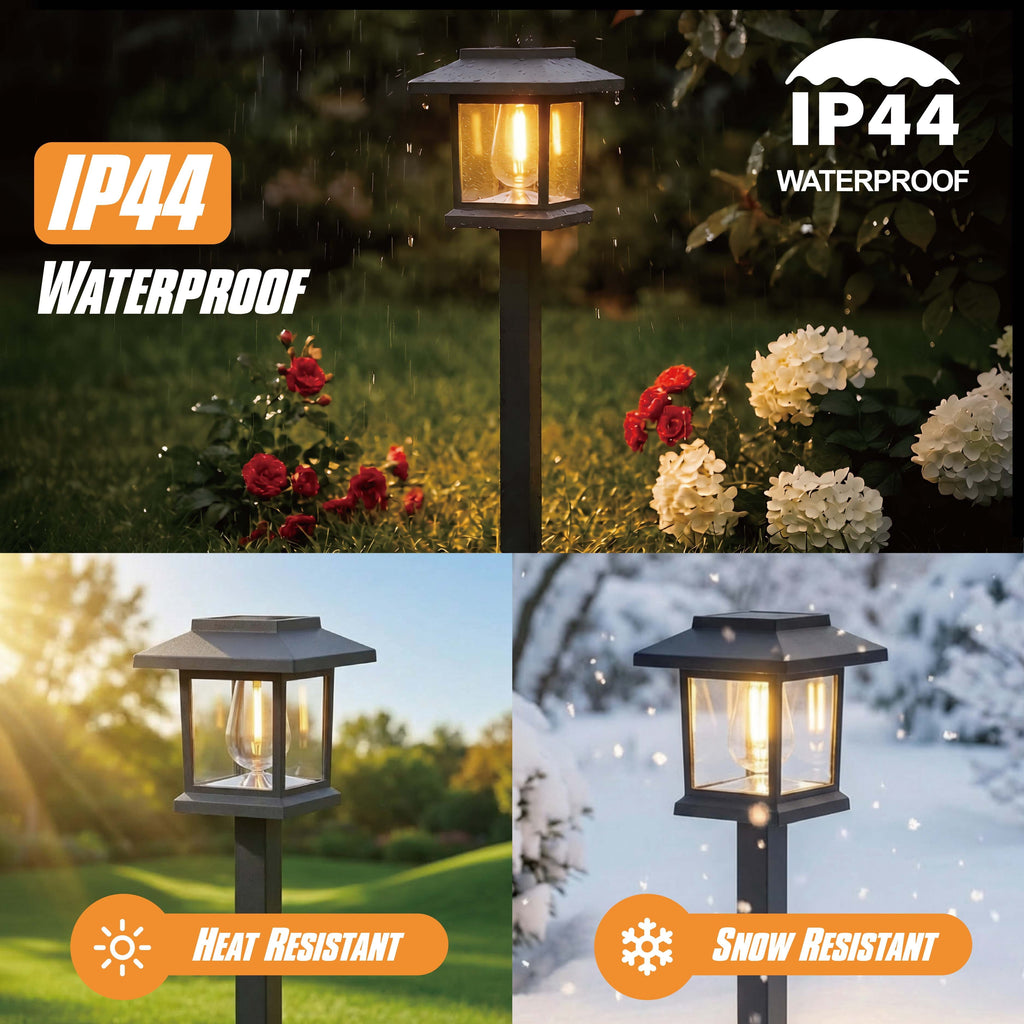 Hoodink Solar Lights Outdoor, 12 Pack 3000K Waterproof Auto On/Off Solar Pathway Lights for Your Garden, Landscape, Path, Yard, Patio, Driveway,Walkway Decor, Black