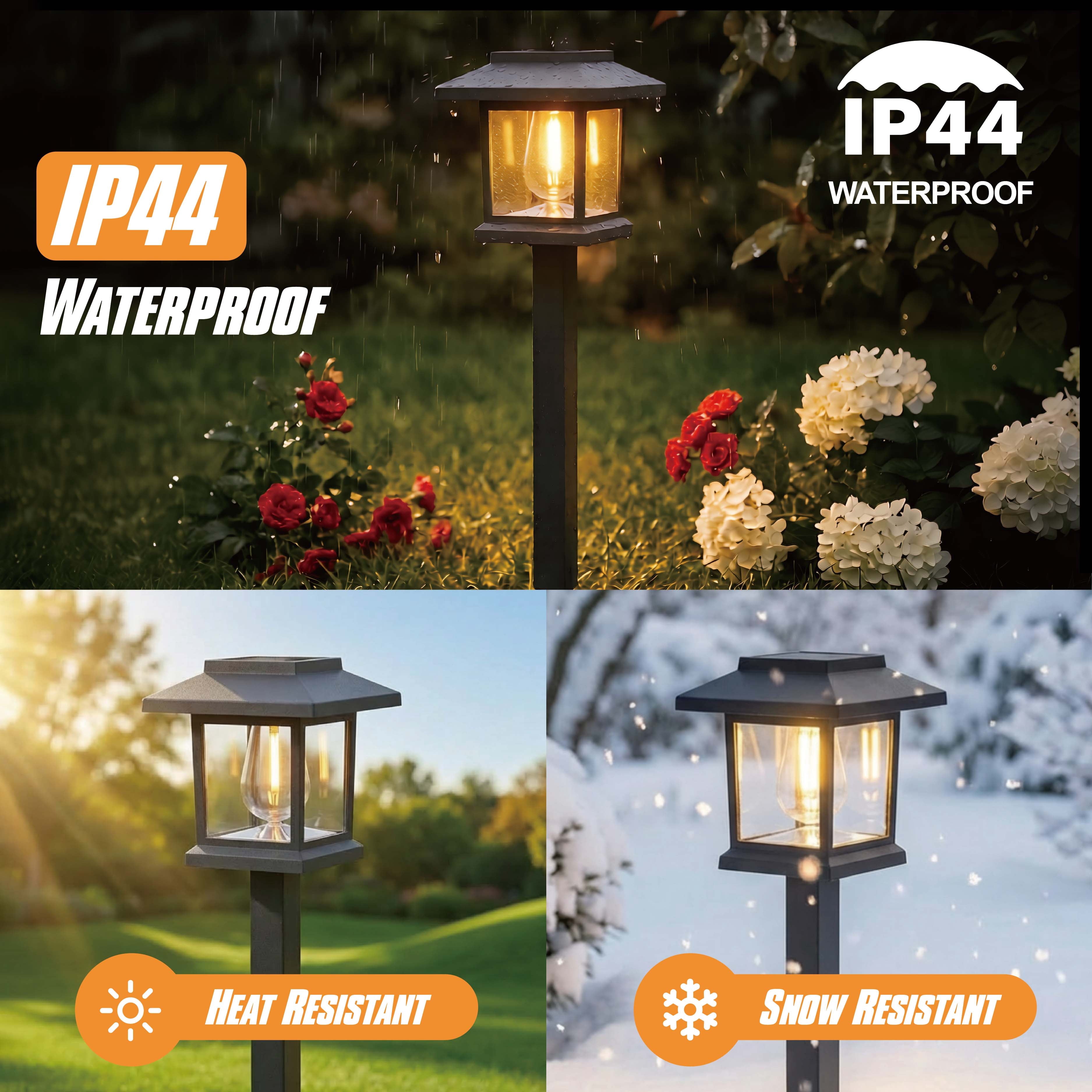 Hoodink Solar Lights Outdoor, 12 Pack 3000K Waterproof Auto On/Off Solar Pathway Lights for Your Garden, Landscape, Path, Yard, Patio, Driveway,Walkway Decor, Black