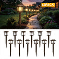 Hoodink Solar Lights Outdoor, 12 Pack 3000K Waterproof Auto On/Off Solar Pathway Lights for Your Garden, Landscape, Path, Yard, Patio, Driveway,Walkway Decor, Brown