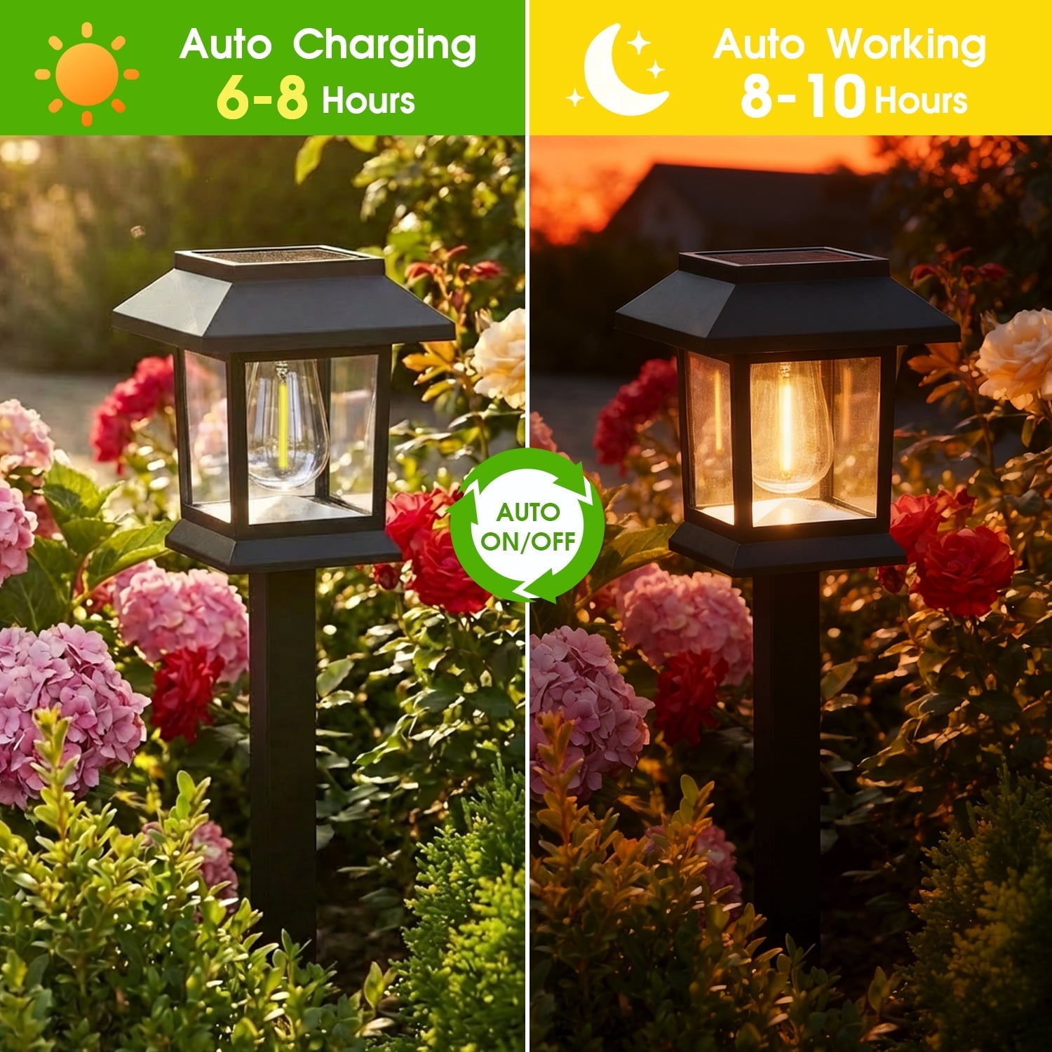 Hoodink Solar Lights Outdoor, 12 Pack 3000K Waterproof Auto On/Off Solar Pathway Lights for Your Garden, Landscape, Path, Yard, Patio, Driveway,Walkway Decor, Brown