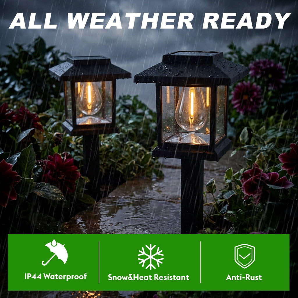Hoodink Solar Lights Outdoor, 12 Pack 3000K Waterproof Auto On/Off Solar Pathway Lights for Your Garden, Landscape, Path, Yard, Patio, Driveway,Walkway Decor, Brown