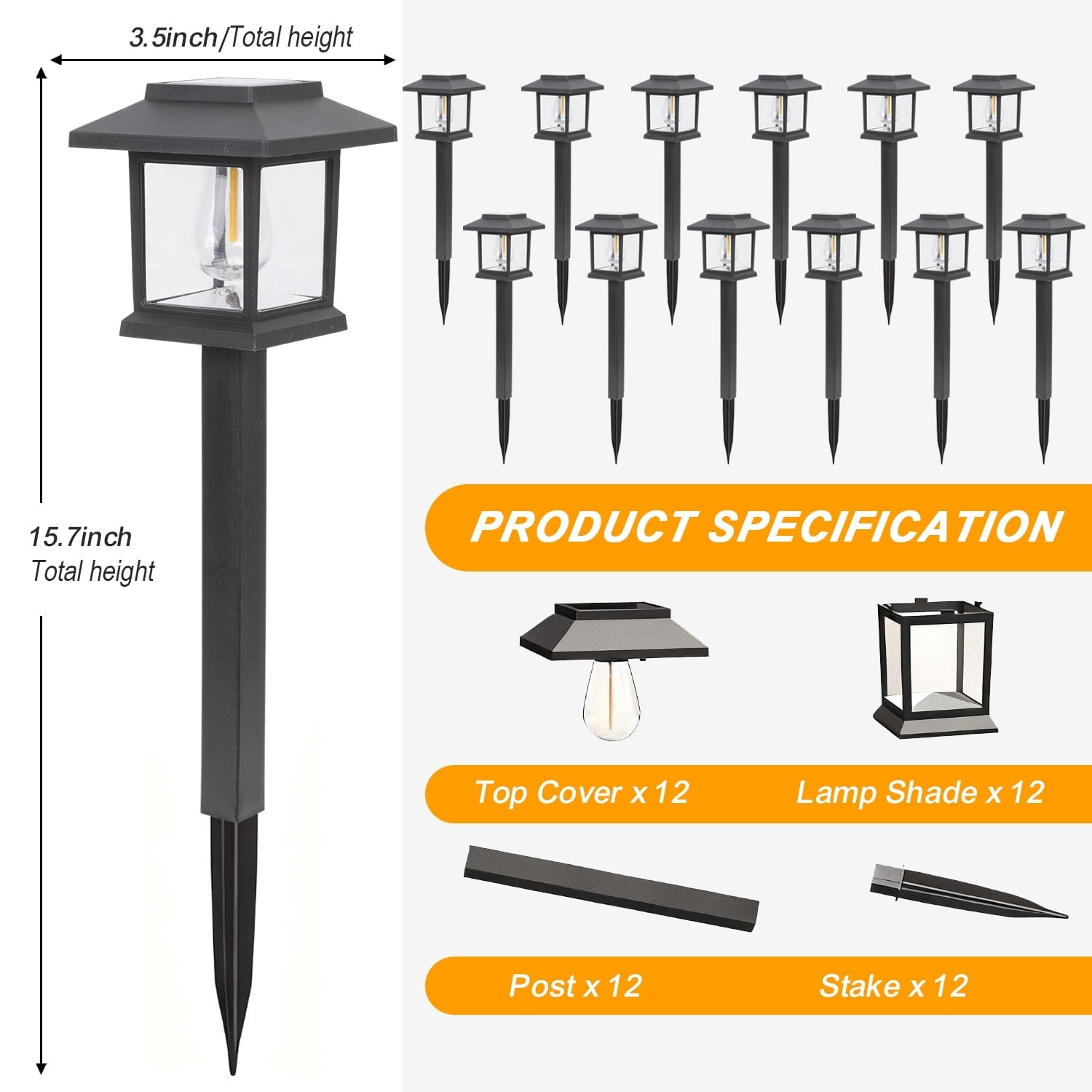 Hoodink Solar Lights Outdoor, 12 Pack 3000K Waterproof Auto On/Off Solar Pathway Lights for Your Garden, Landscape, Path, Yard, Patio, Driveway,Walkway Decor, Brown
