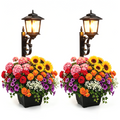 HOODINK 2 Pack Solar Lamp Post Light with Planter, 2 in 1 Outdoor Flower Pots, 3000K Solar Lamps Outdoor IP54 Waterproof, Wall Mount or Freestanding for Garden, Patio, Yard, Front Porch(Flowers not Included)